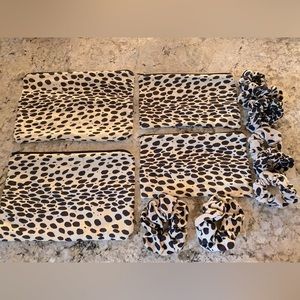 ⚡️FLASH SALE⚡️Custom Leopard Linen Emerson Fry Pouches (Set of 4) + 6 scrunchies